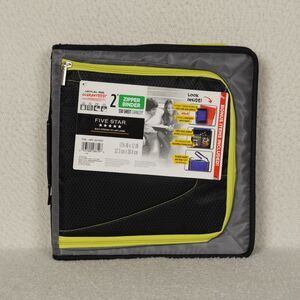 Mead Five Star 2" Zipper Binder Gray Black Yellow 530 Sheet Capacity X-593